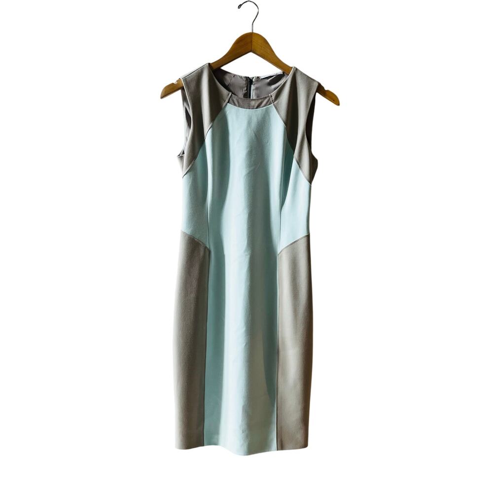 T Tahari Colorblock Sleeveless Sheath Dress Size 2 Ivory Tan - Picture 6 of 6